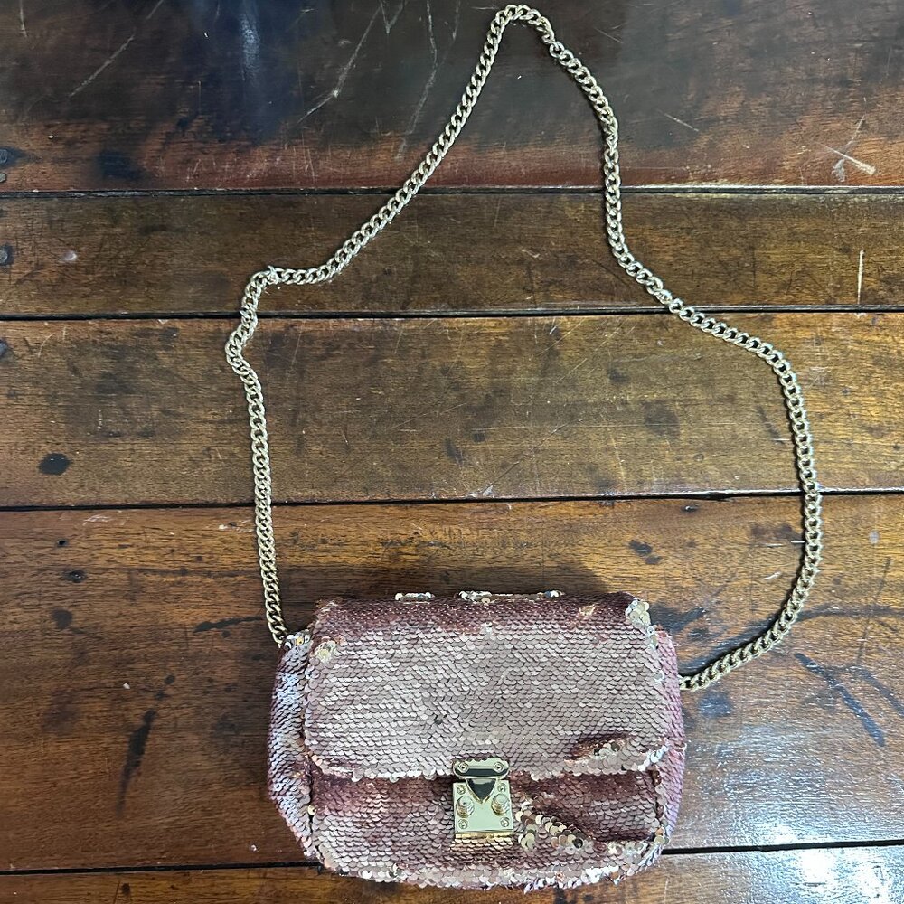 Neiman Marcus Sequin Clutch with Chain Strap